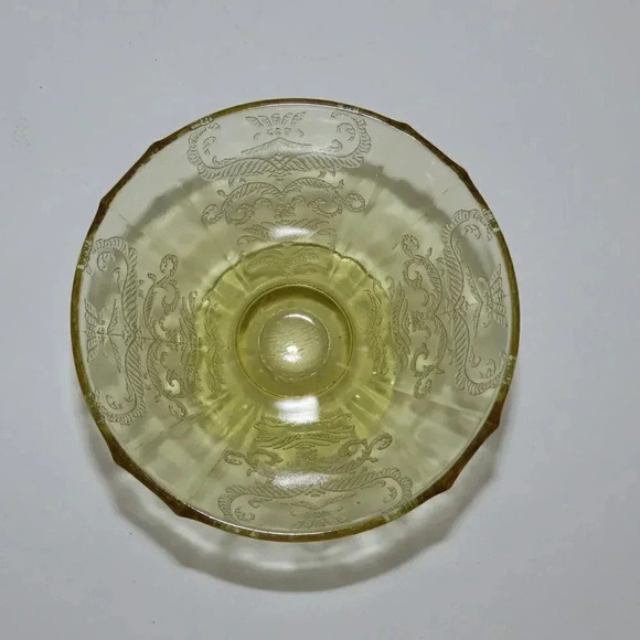 Vintage Federal Glass Madrid Yellow Amber Sherbert Dessert Bowls Set of 4 - Picture 6 of 6